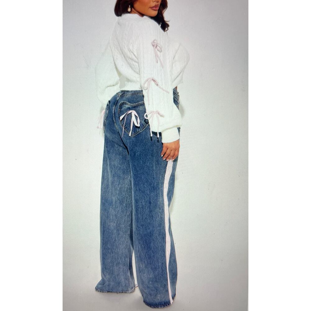 Fashion Nova Bow Lace Trim Denim Size 14 Plus